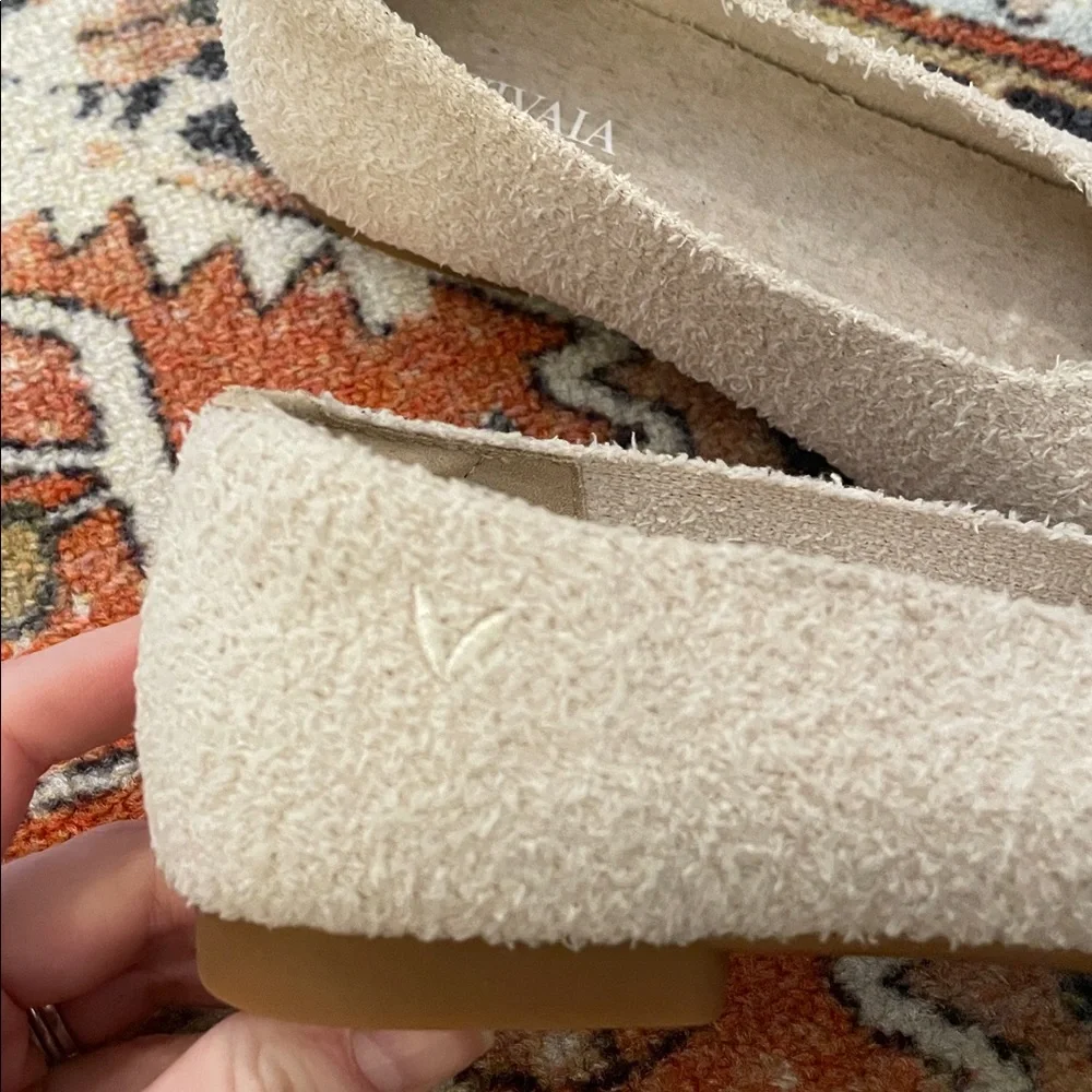 Vivaia Margot Square Toe Ballet Flats Terry Knit Cream | Women’s Size 5